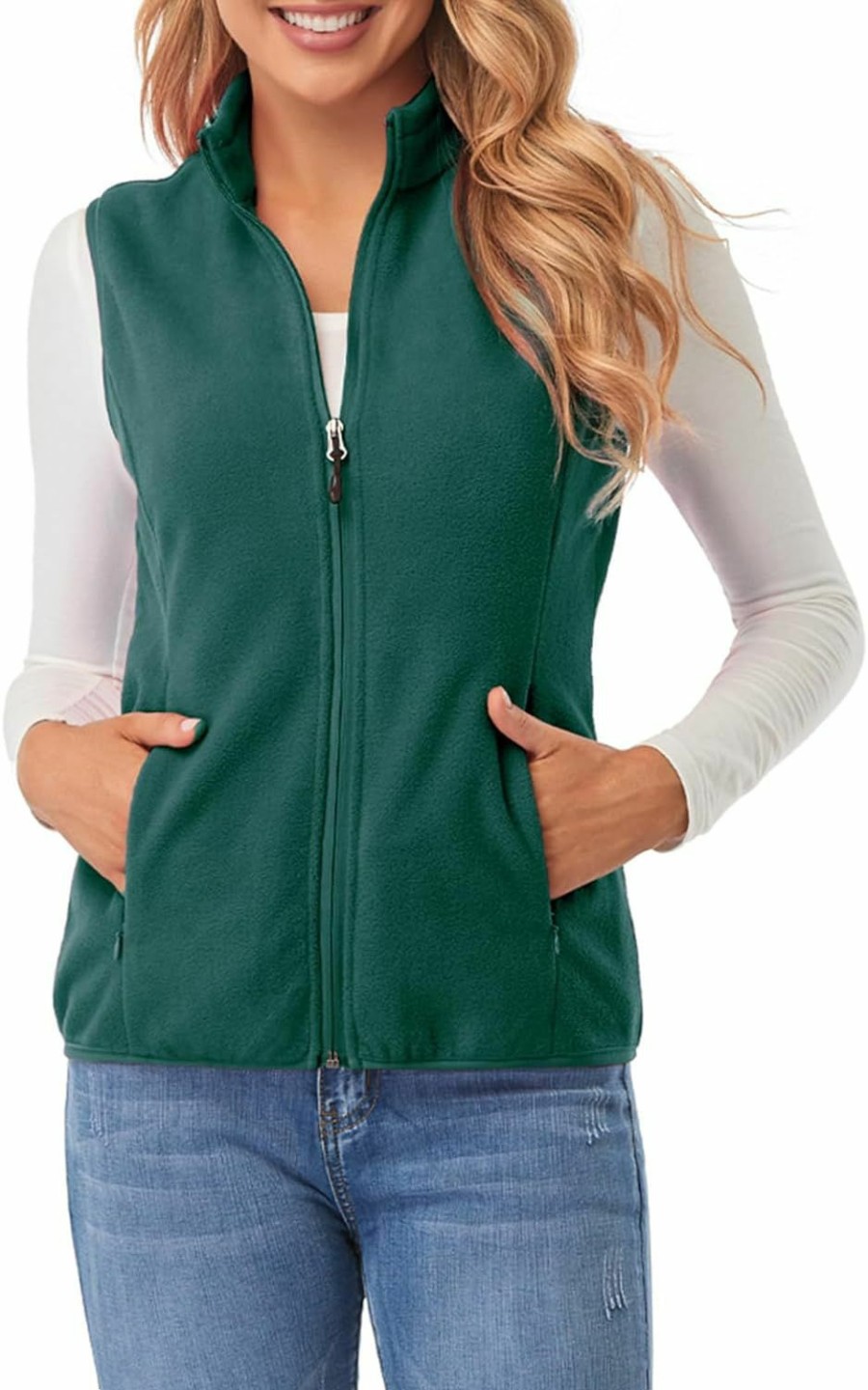 Fuinloth Fuinloth Women'S Fleece Vest, Polar Soft Sleeveless Classic Fit With Zip Up Pockets | Coats, Jackets & Vests