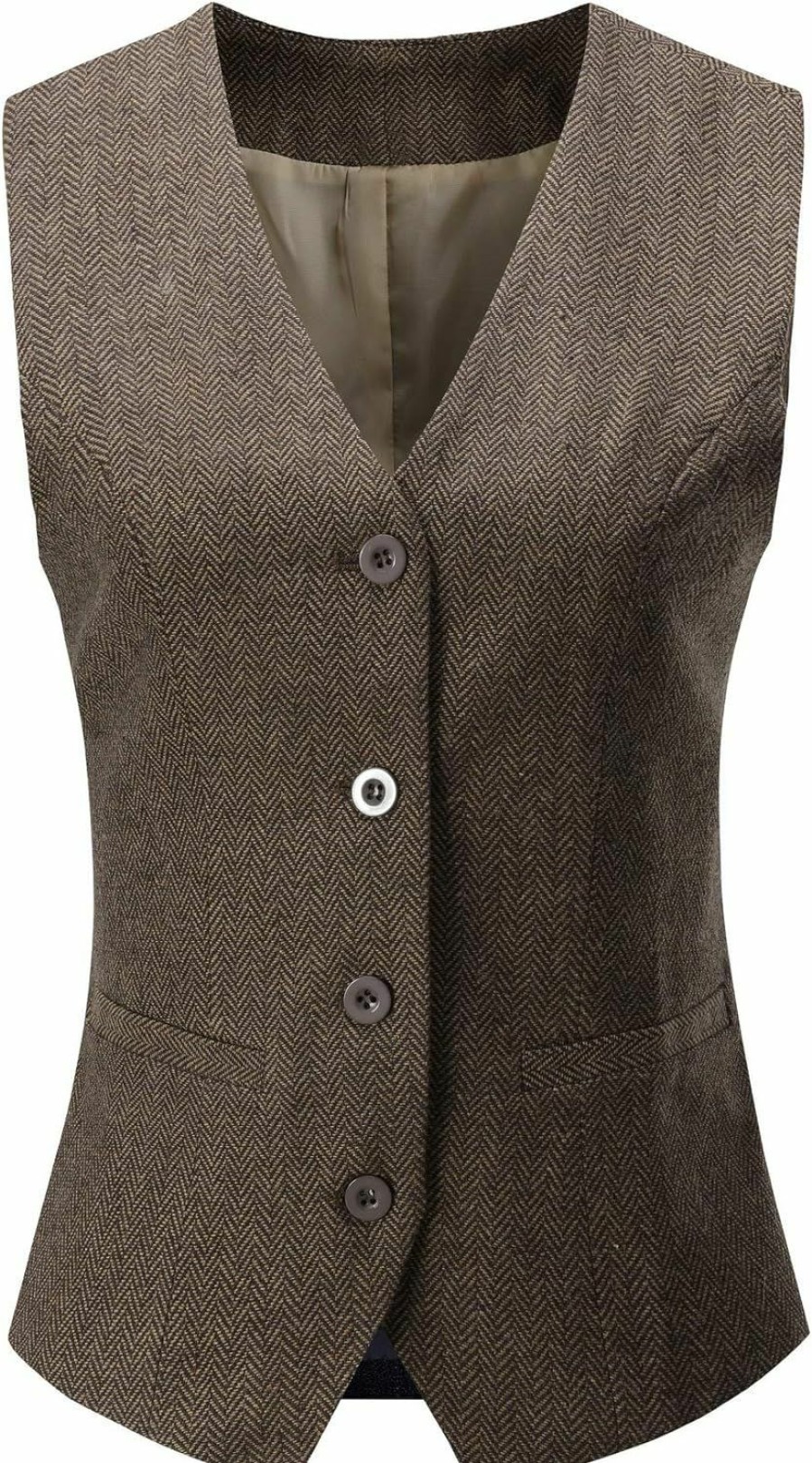 Foucome Foucome Women'S Formal Regular Fitted Business Dress Suits Button Down Vest Waistcoat | Coats, Jackets & Vests