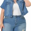 Agnes Orinda Agnes Orinda Plus Size Denim Jacket For Women Short Sleeves Button Down Cropped Jean Jackets | Coats, Jackets & Vests