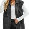 Zontroldy Zontroldy Denim Jean Vest For Women Oversized Sleeveless Button Down Denim Jean Vest Waistcoat Shacket Jacket | Coats, Jackets & Vests