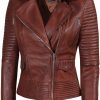 Blingsoul Blingsoul Asymmetrical Style Leather Jacket Women - Classic Pure Leather Womens Motorcycle Jacket | Coats, Jackets & Vests