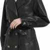 RISISSIDA Risissida Women Faux Leather Long Jacket Spring And Fall Fashion, Double-Breasted Mid Length Trench Coat Belted | Coats, Jackets & Vests