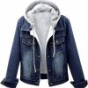 Snoly Women'S Jean Buttons Ripped Denim Jackets Coats With Detachable Hood,Sherpa Fleece Linings And Regular Jackets | Coats, Jackets & Vests