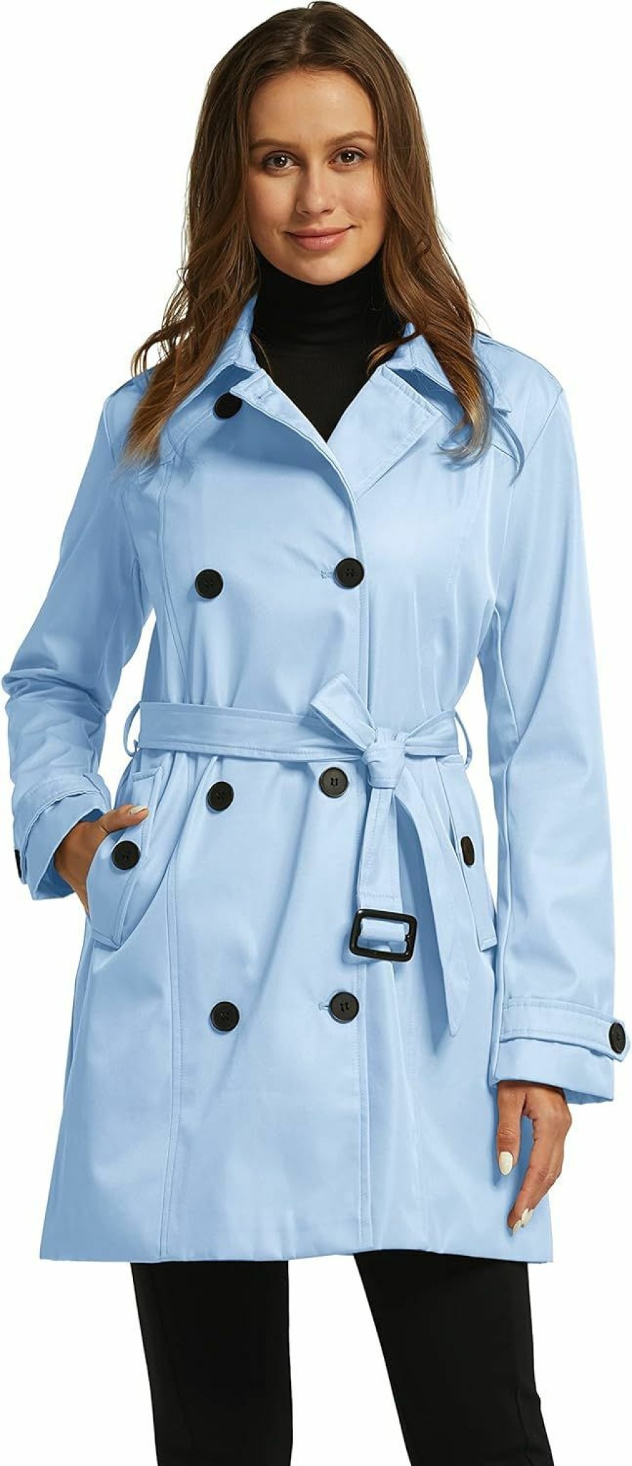 wantdo Wantdo Women'S Waterproof Trench Coat Classic Lapel Outerwear Coat With Belt | Coats, Jackets & Vests