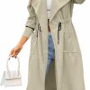 Fazortev Fazortev Women Coat Pocket Casual Drawstring Waist Open Front Classic Lapel Overcoat | Coats, Jackets & Vests