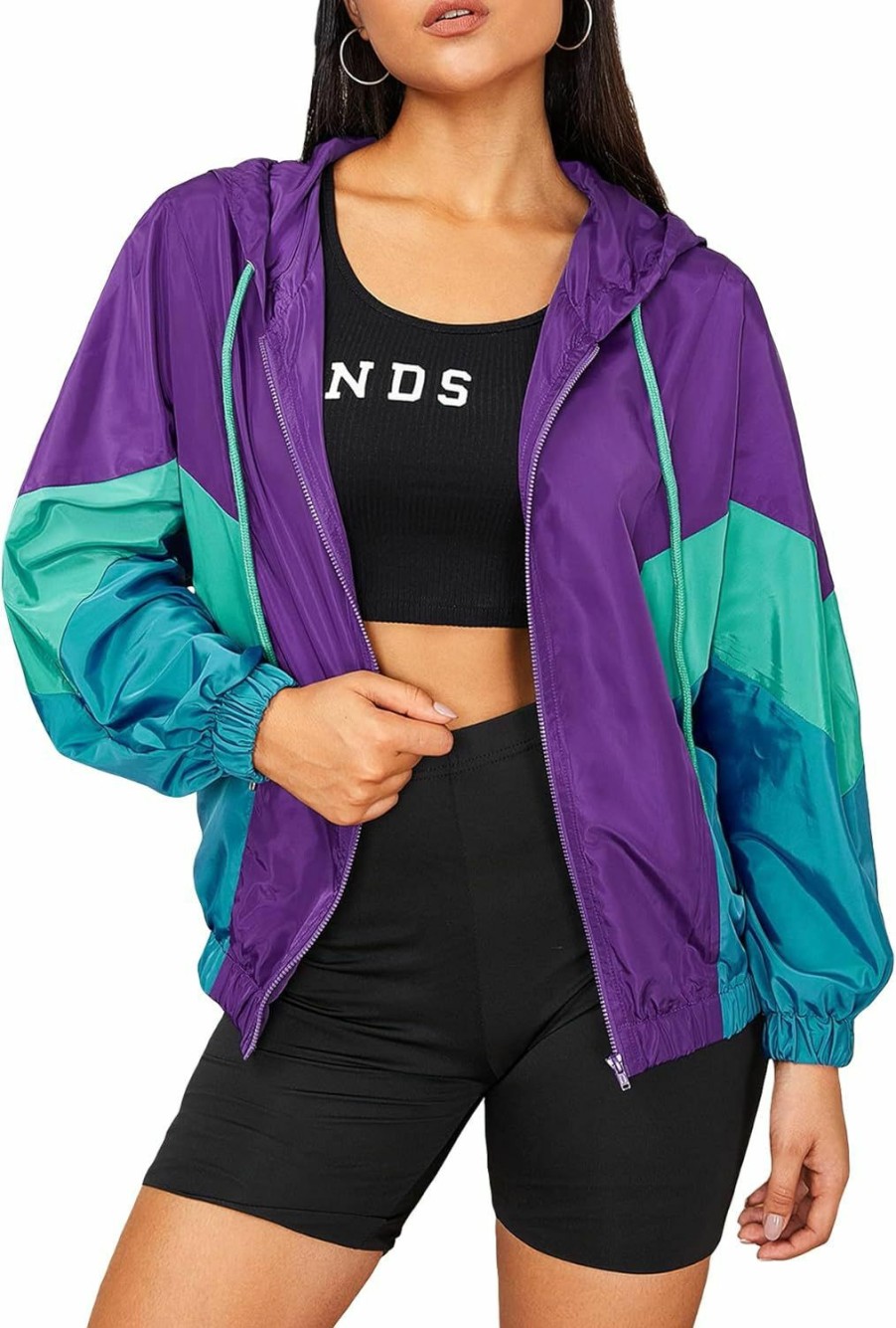 WDIRARA Wdirara Women'S Color Block Zipper Front Long Sleeve Sporty Windbreaker Jacket | Coats, Jackets & Vests