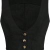 Verdusa Verdusa Women'S Button Front Scoop Neck Sleeveless Patch Pocket Crop Vest Blazer Jacket | Coats, Jackets & Vests