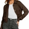 Vimyig Women'S Lightweight Black Cropped Utility Jacket Military Safari Button Down Anorak Coat With Pockets | Coats, Jackets & Vests