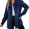 luvamia Luvamia Long Denim Jacket For Women Lightweight Trendy Jean Button Down Shirts Jackets Oversized Shackets With Pockets | Coats, Jackets & Vests