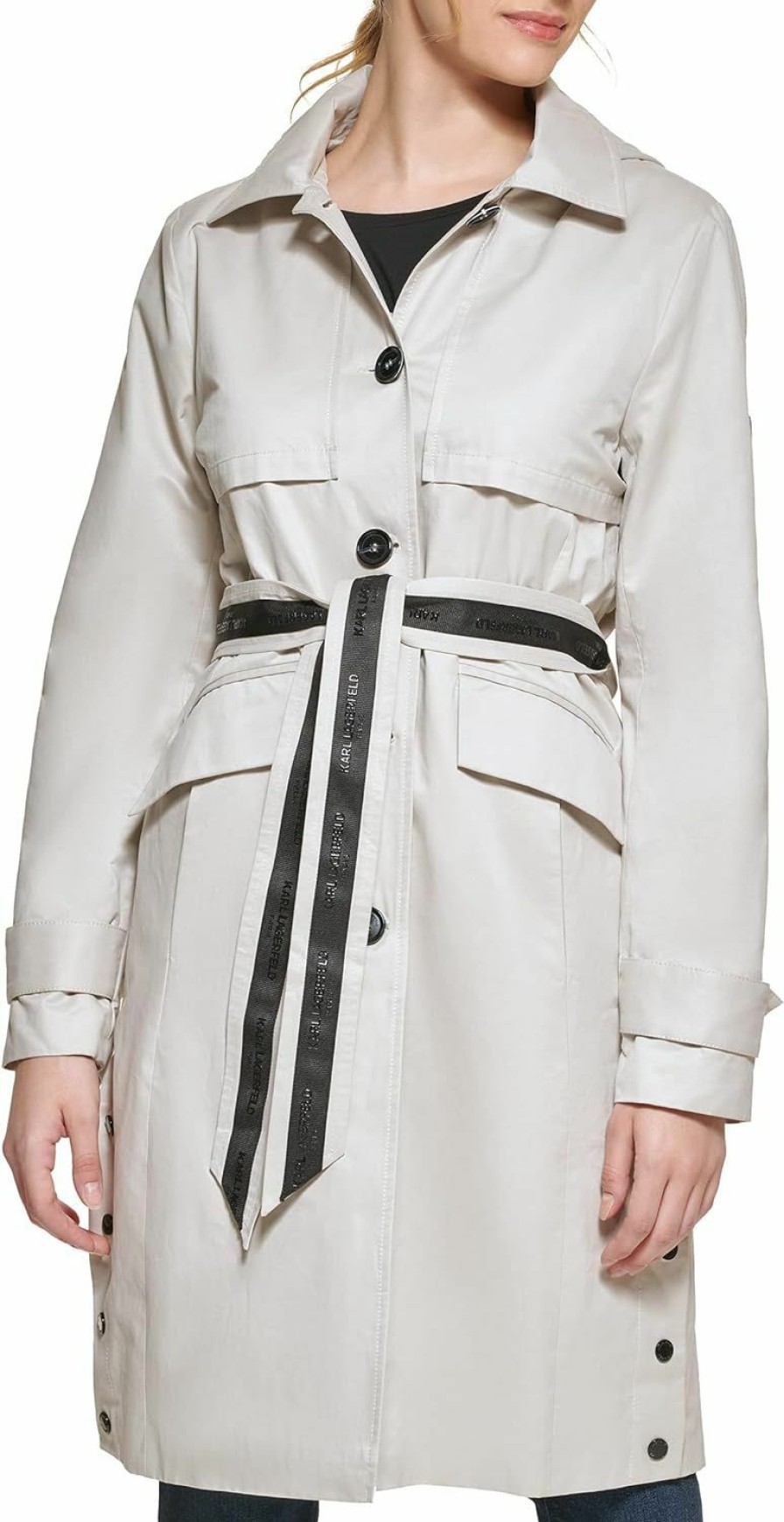 Karl Lagerfeld Paris Karl Lagerfeld Paris Women'S Button Up Belted Trench | Coats, Jackets & Vests