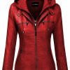 Tanming Tanming Women'S Removable Hooded Faux Leather Jackets | Coats, Jackets & Vests