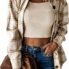 Blansdi Blansdi Women'S Casual Plaid Flannel Shacket Jacket Oversized Button Down Long Sleeve Fall Shirt Jacket Coat Tops | Coats, Jackets & Vests