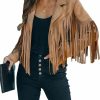 ebossy Ebossy Women'S Suede Fringe Jacket Long Sleeve Slim Faux Leather Boyfriend Cropped Top With Tassles | Coats, Jackets & Vests