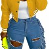 Doweha Doweha Women Faux Leather Jacket Light Moto Bomber Jackets Cropped Letterman Baseball Jacket Fall Coat With Pockets | Coats, Jackets & Vests