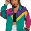 SweatyRocks Sweatyrocks Women'S Zip Up Color Block Lightweight Jacket Patchwork Sport Windbreaker Jacket Coat Outerwear | Coats, Jackets & Vests