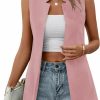 COZYEASE Cozyease Women'S Notched Detail Open Front Sleeveless Casual Plain Solid Vest Blazer | Coats, Jackets & Vests