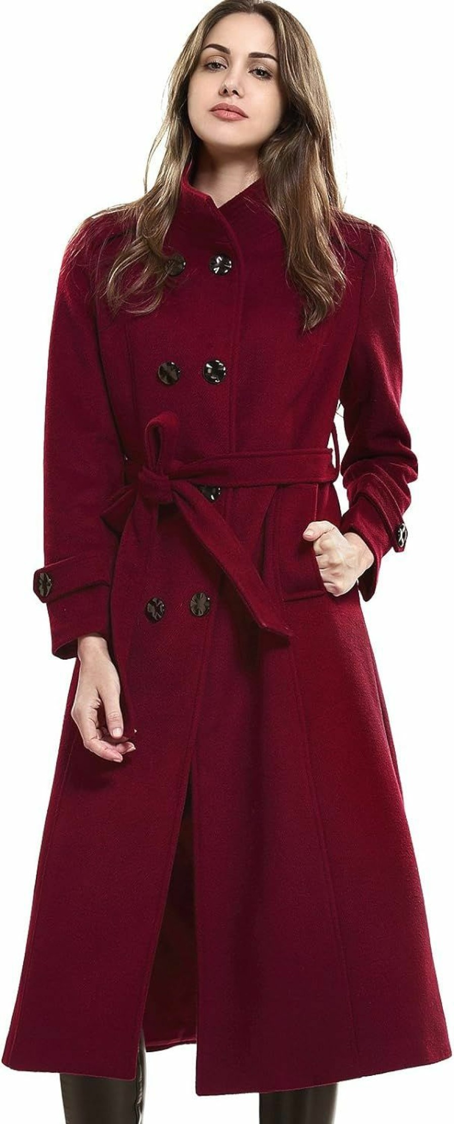 Escalier Escalier Women'S Wool Trench Coat Winter Double-Breasted Jacket With Belts | Coats, Jackets & Vests