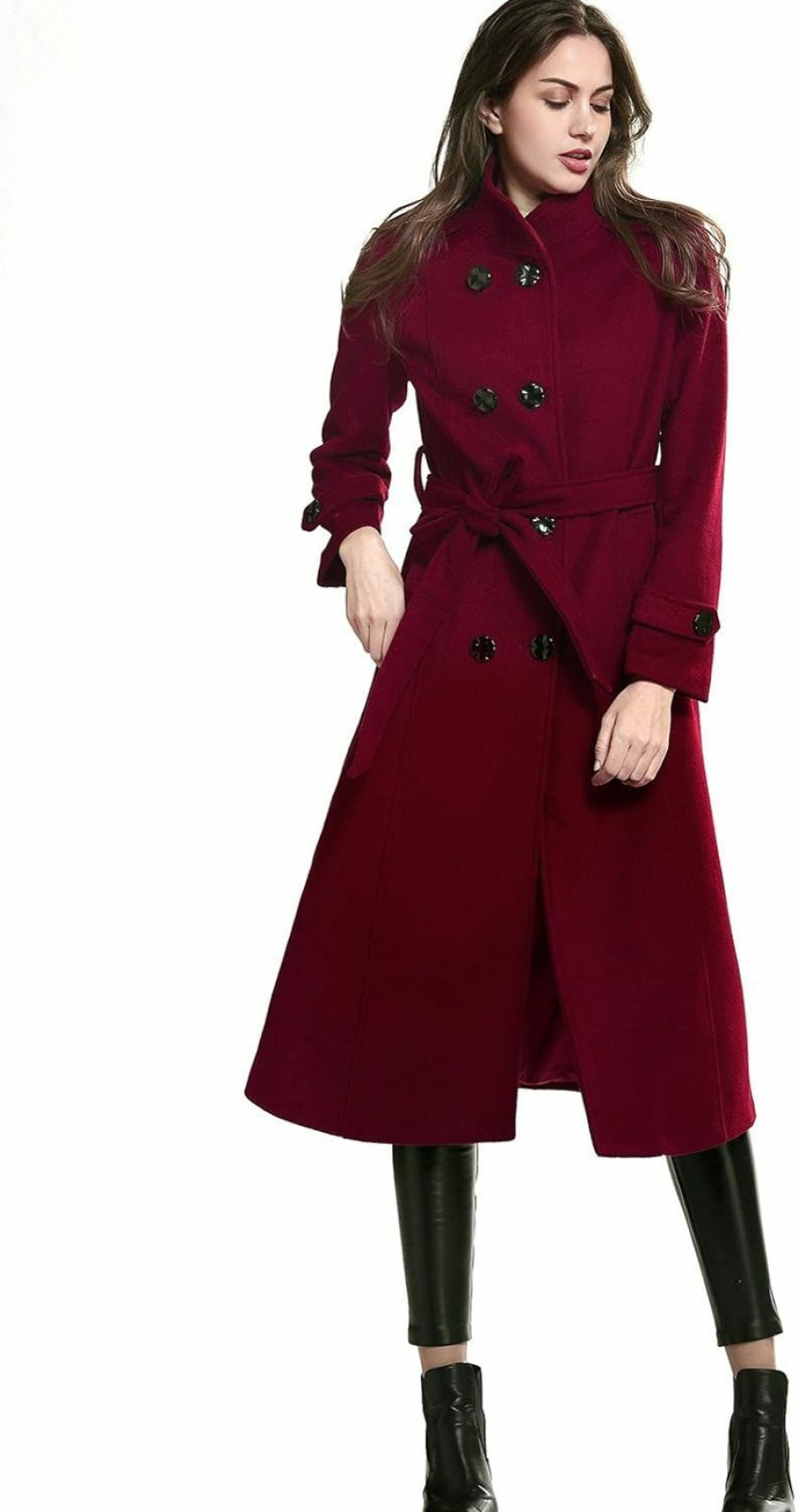 Escalier Escalier Women'S Wool Trench Coat Winter Double-Breasted Jacket With Belts | Coats, Jackets & Vests