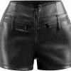 RAMISU Ramisu Womens Casual Faux Leather Shorts High Waist Stretch Slim Hips Motorcycle Skinny Coated Shorts | Coats, Jackets & Vests