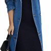 MJFCS YAENH Women'S Vintage Notched Collar Double Breasted Over Knee Midi Long Denim Jacket Trench Coat With Belt | Coats, Jackets & Vests