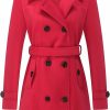 GGleaf Ggleaf Women'S Classic Double Breasted Pea Coat Winter Mid-Long Slim Trench Coat With Belt | Coats, Jackets & Vests