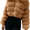 loveimgs Loveimgs Women Fluffy Faux Fur Coat Cropped Jacket Puffer Jacket Zip Up Winter Warm Fuzzy Teddy Jacket | Coats, Jackets & Vests