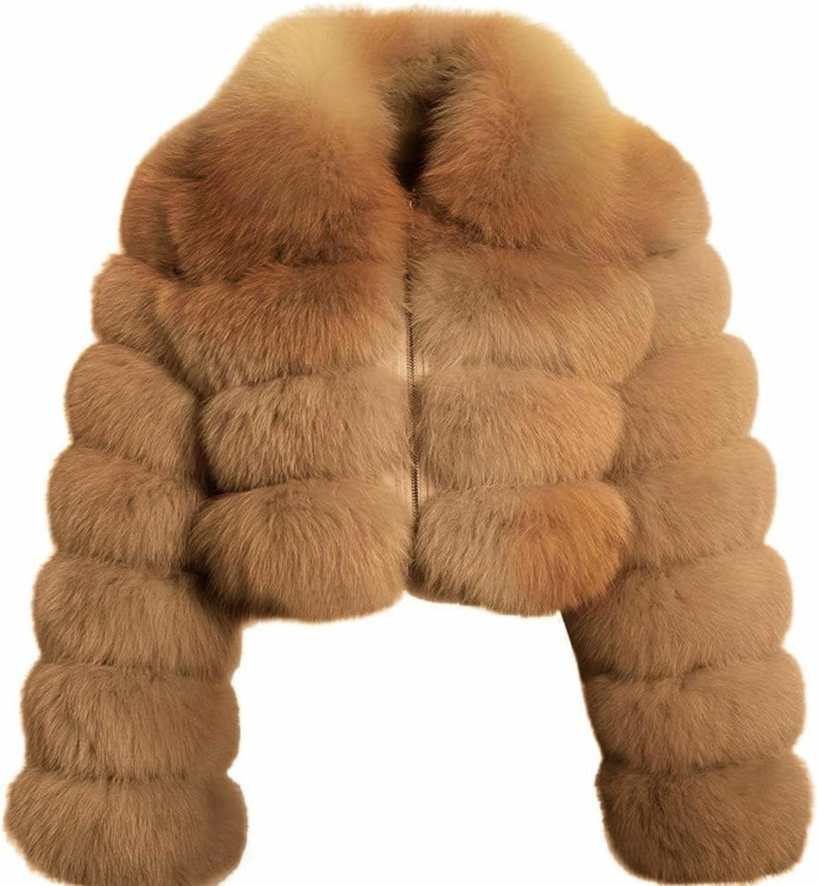 loveimgs Loveimgs Women Fluffy Faux Fur Coat Cropped Jacket Puffer Jacket Zip Up Winter Warm Fuzzy Teddy Jacket | Coats, Jackets & Vests