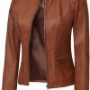 fjackets Fjackets Real Leather Jacket Women - Cafe Racer Slim Fit Stand Collar Womens Motorcycle Jackets | Coats, Jackets & Vests