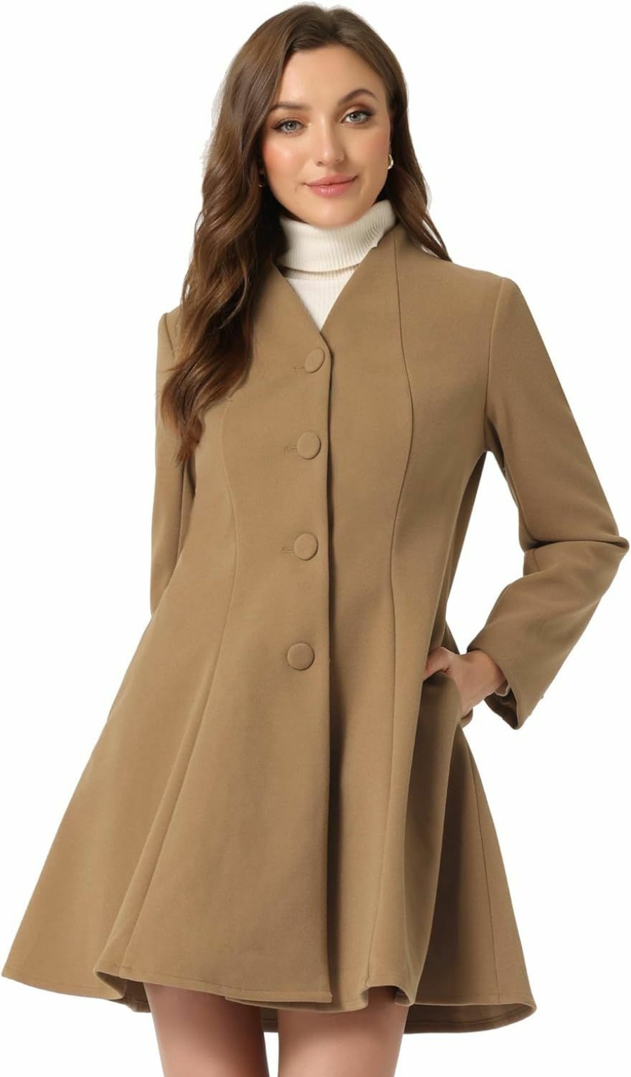 Allegra K Allegra K Women'S Single Breasted Long Sleeve Mid-Long Winter Coat | Coats, Jackets & Vests