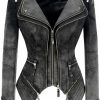 FYL FUYUAN Women'S Classic Denim Jacket Personality Studded Punk Motorcycle Dovetail Jacket | Coats, Jackets & Vests