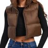 Fuinloth Fuinloth Women'S Padded Vest, High Stand Collar Lightweight Zip Crop Puffer Gilet | Coats, Jackets & Vests