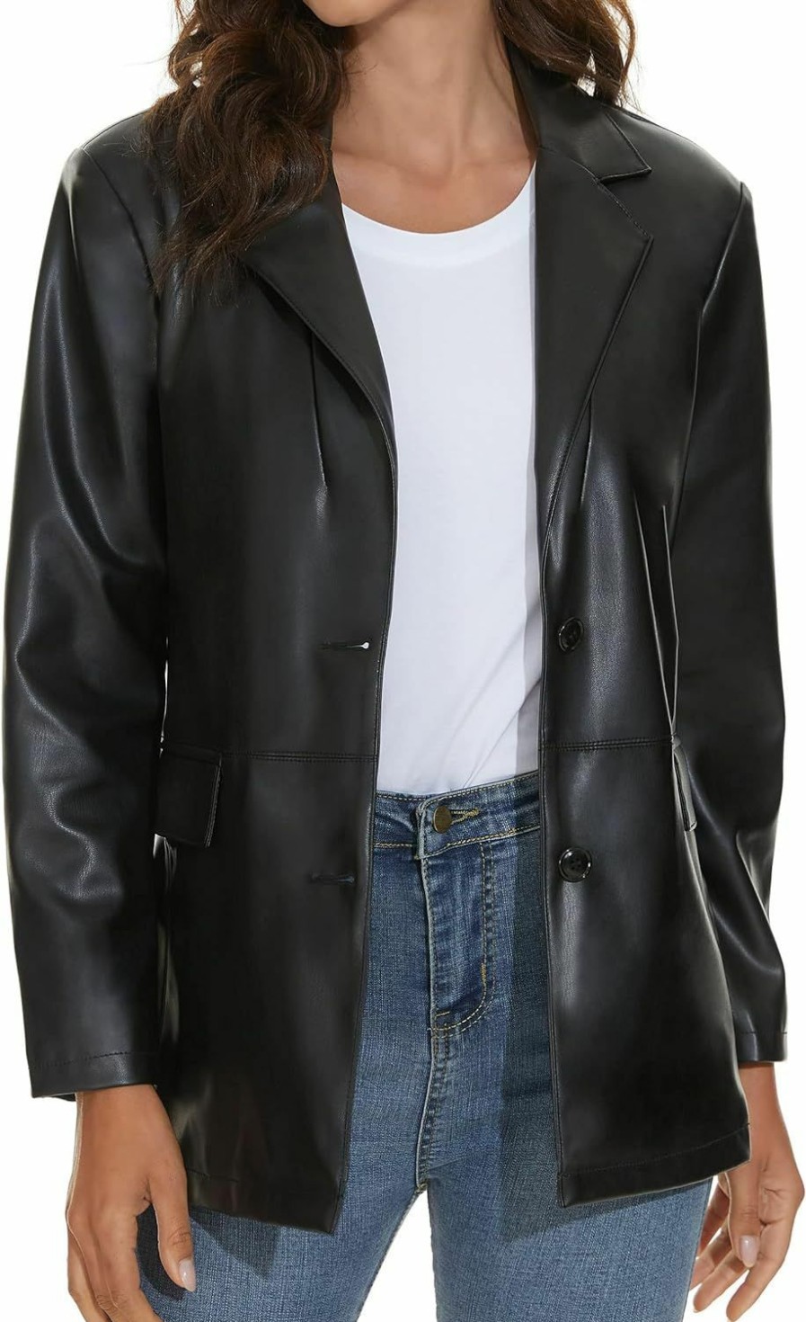 Fahsyee Fahsyee Women'S Faux Leather Blazer Jackets Women, Black Motorcycle Oversized Moto Biker Coat Vegan Pleather Fashion S-Xxl | Coats, Jackets & Vests