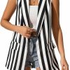 Verdusa Verdusa Women'S Striped Open Front Sleeveless Shawl Collar Vest Blazer Jacket | Coats, Jackets & Vests