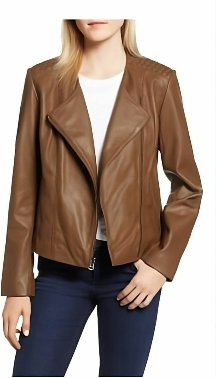 Cole Haan Cole Haan Women'S Fully Lined Wing Collar Leather Coat | Coats, Jackets & Vests