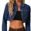 Allegra K Allegra K Denim Jacket For Women'S Collared Button Down Long Sleeve Crop Jean Jackets | Coats, Jackets & Vests