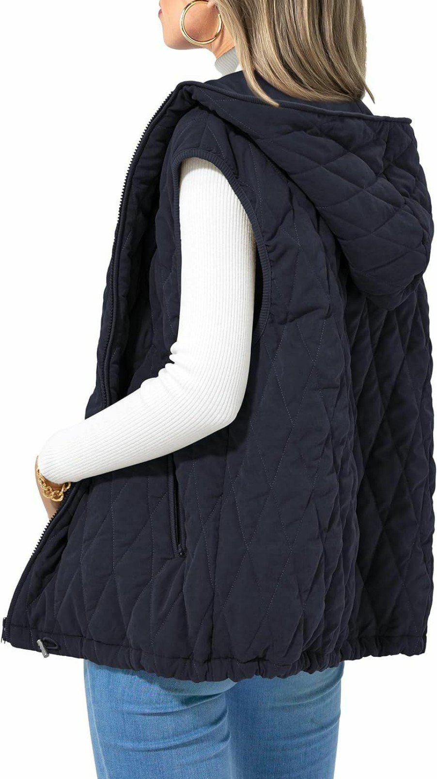 PRETTYGARDEN Prettygarden Women'S Fall Quilted Vest Casual Sleeveless Hooded Zip Up Jacket Winter Coat Outerwear | Coats, Jackets & Vests