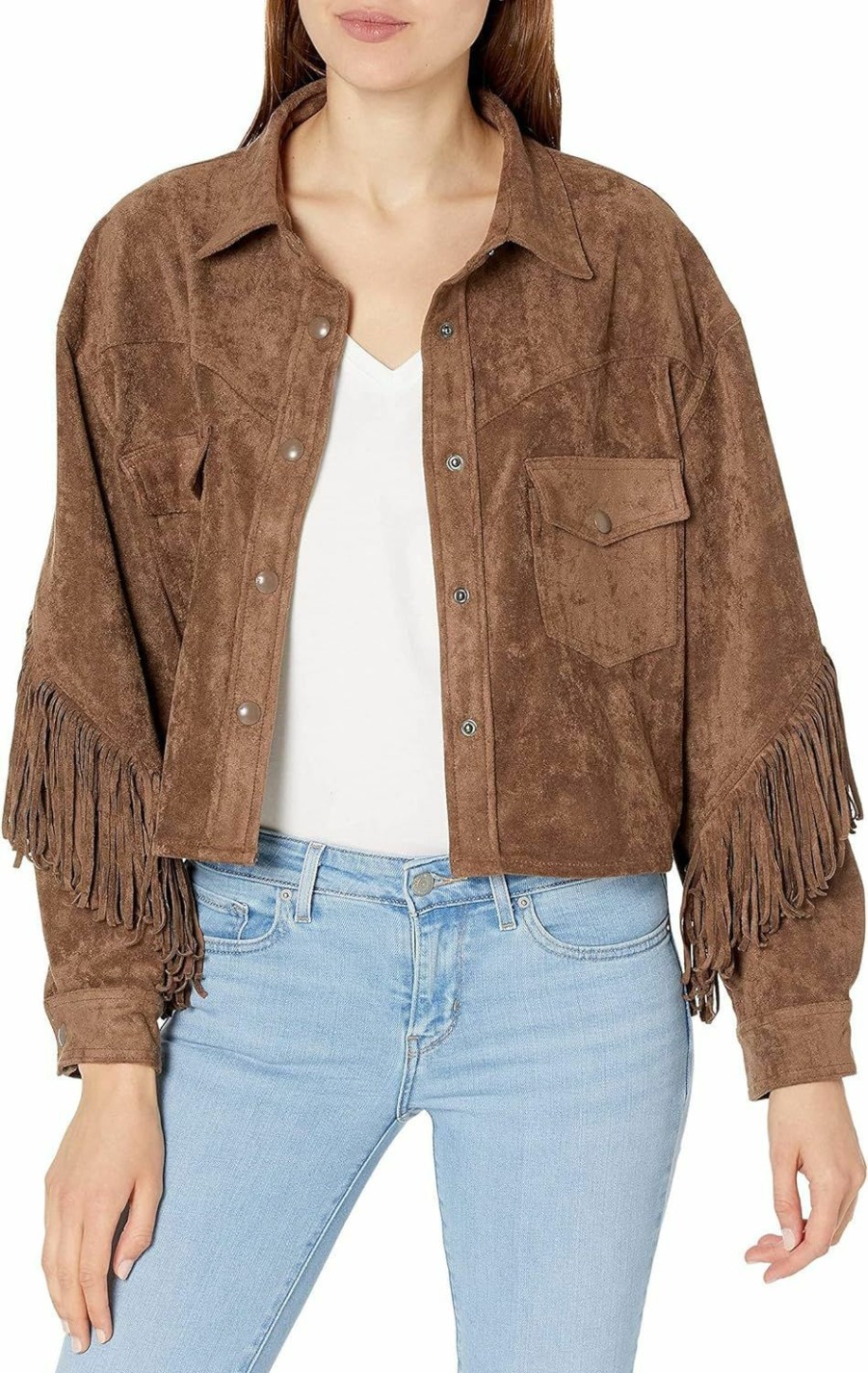 [BLANKNYC] [Blanknyc] Womens Luxury Clothing Faux Suede Fringe Shirt Jacket, Comfortable & Stylish Coat | Coats, Jackets & Vests