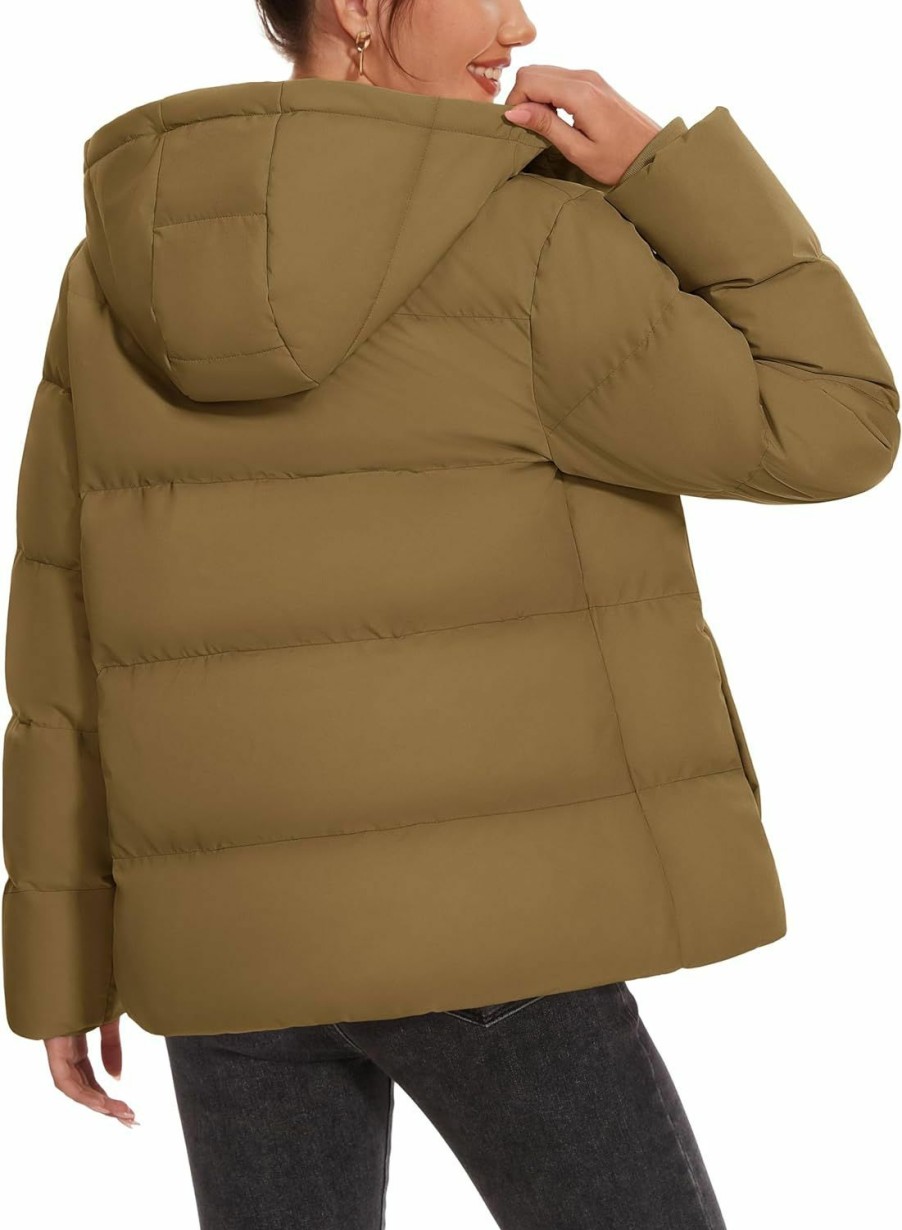 MAGCOMSEN Magcomsen Women'S Down Jacket With Hood Lightweight Thermal Quilted Coat With Pockets Zip-Up Winter Warm Puffer Jacket | Coats, Jackets & Vests