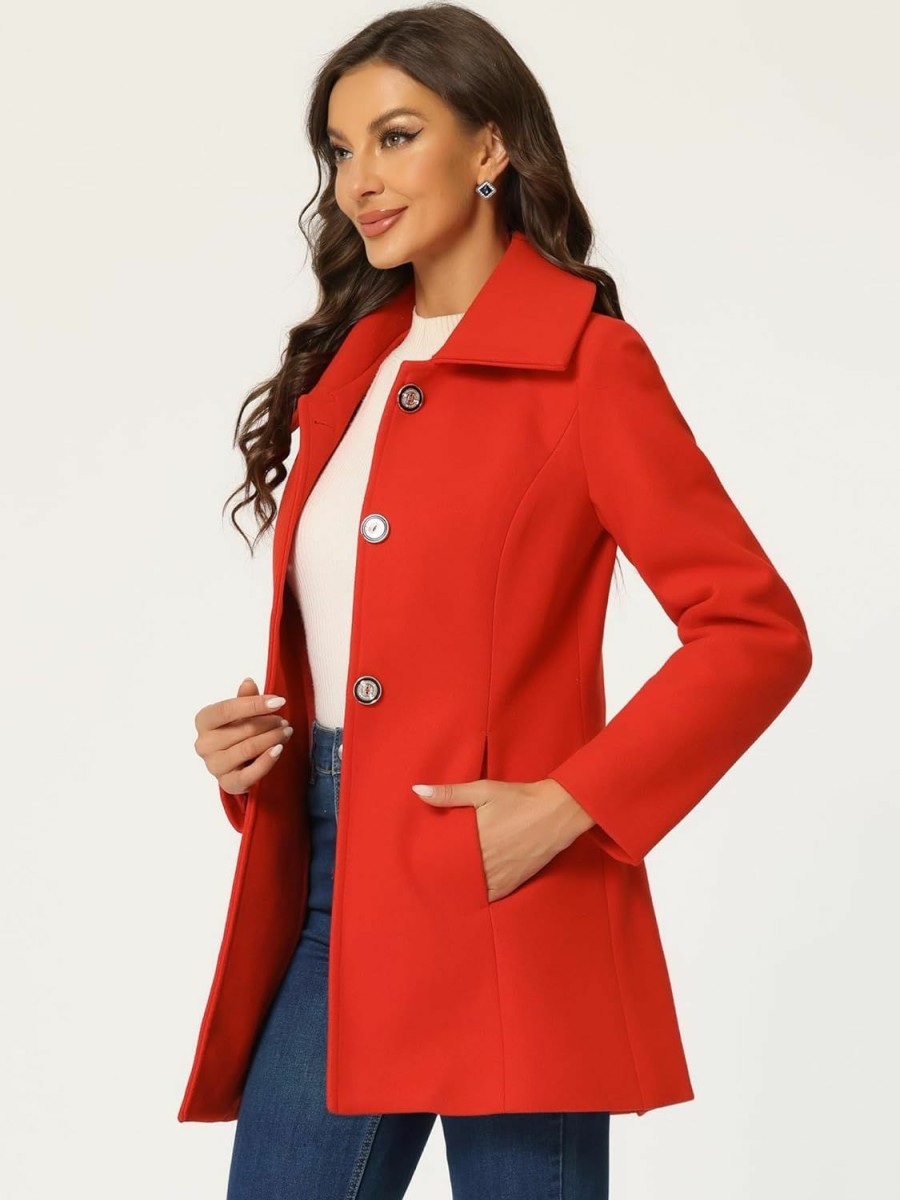 Allegra K Allegra K Women'S Single Breasted Turndown Collar Overcoat Vintage Winter Coat With Pockets | Coats, Jackets & Vests