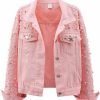 LifeShe Lifeshe Women'S Pearls Denim Jacket Cropped Rhinestones Jean Jacket Coat | Coats, Jackets & Vests