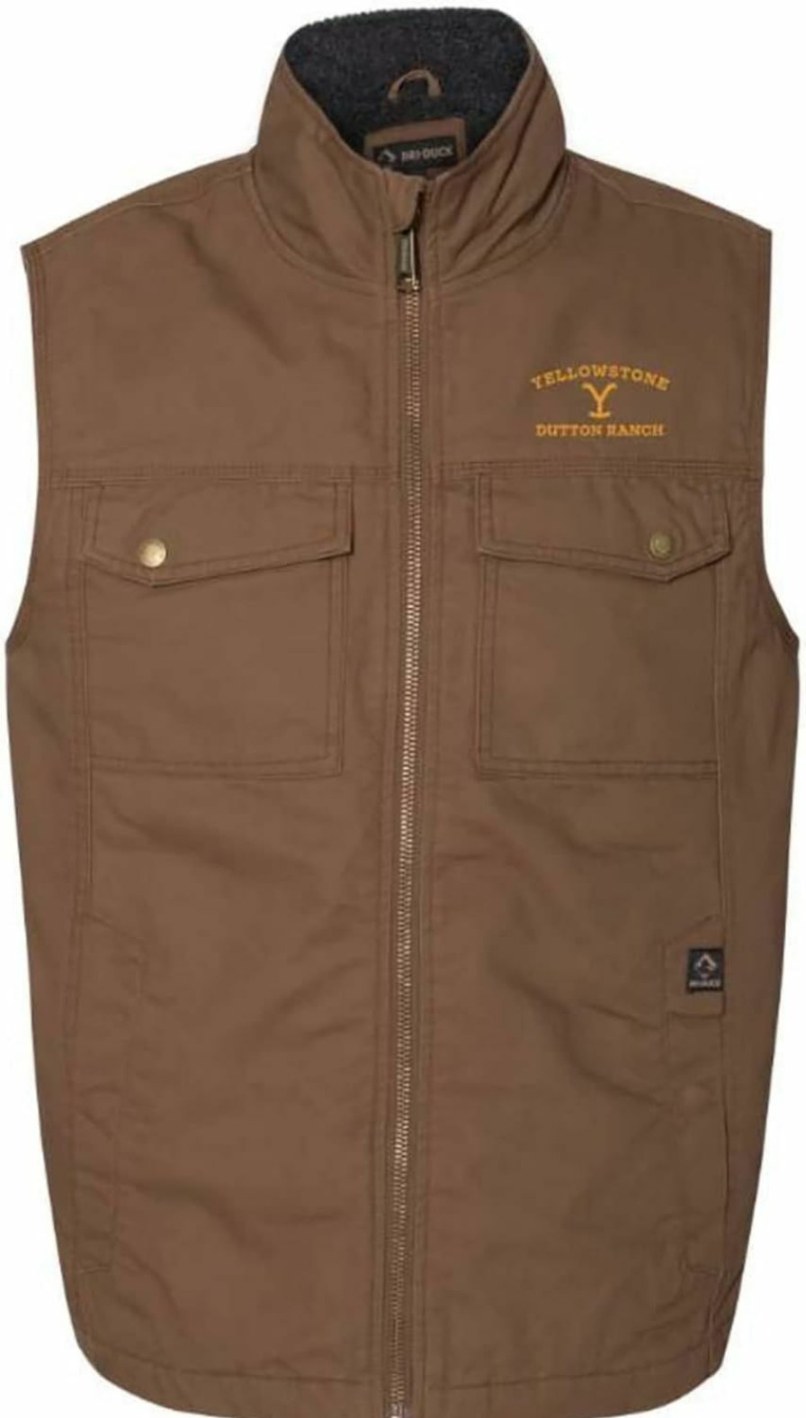 PARAMOUNT NETWORK Paramount Network Yellowstone Logo Officially Licensed Canyon Cloth Brown Vest (L, L) | Coats, Jackets & Vests