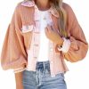 ELFTOWN Women'S Distressed Button Down Cropped Waffle Knit Jacket Shacket Lantern Long Sleeve Coat Top | Coats, Jackets & Vests