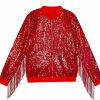 CHENBAO Tessel Sequin Jacket For Women Sparkly Bomber Varsity Trendy Shiny Coat Ladies Glitter Birthday Party Holiday Clothes | Coats, Jackets & Vests