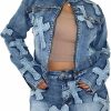 Molilove Molilove 2 Piece Denim Skirt Jacket Set Women Zipper Jacket Top Elastic Waist Skirt With Pockets Sweatsuit Tracksuit Sets | Coats, Jackets & Vests