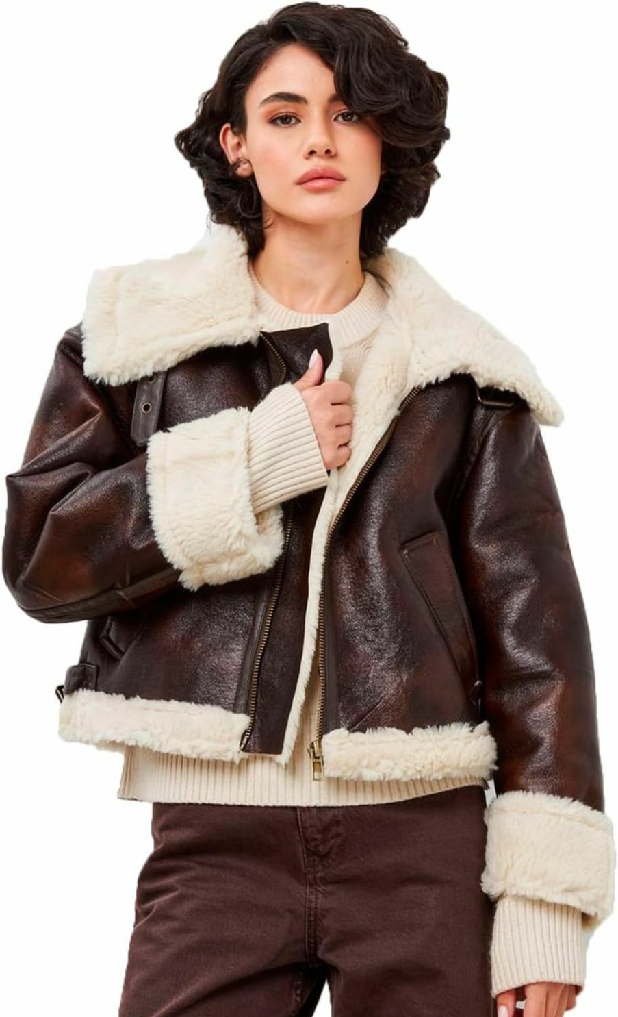 LY VAREY LIN Ly Varey Lin Women Faux Leather Jacket With Faux Fur Lining Warm Winter Biker Coat | Coats, Jackets & Vests