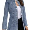 LifeShe Lifeshe Women'S Denim Jacket Plus Size Double Breasted Button Raw Trim Jean Jackets Coat | Coats, Jackets & Vests