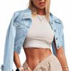 Grabsa Grabsa Women'S Button Down Long Sleeve Cropped Denim Jean Jacket With Pockets | Coats, Jackets & Vests