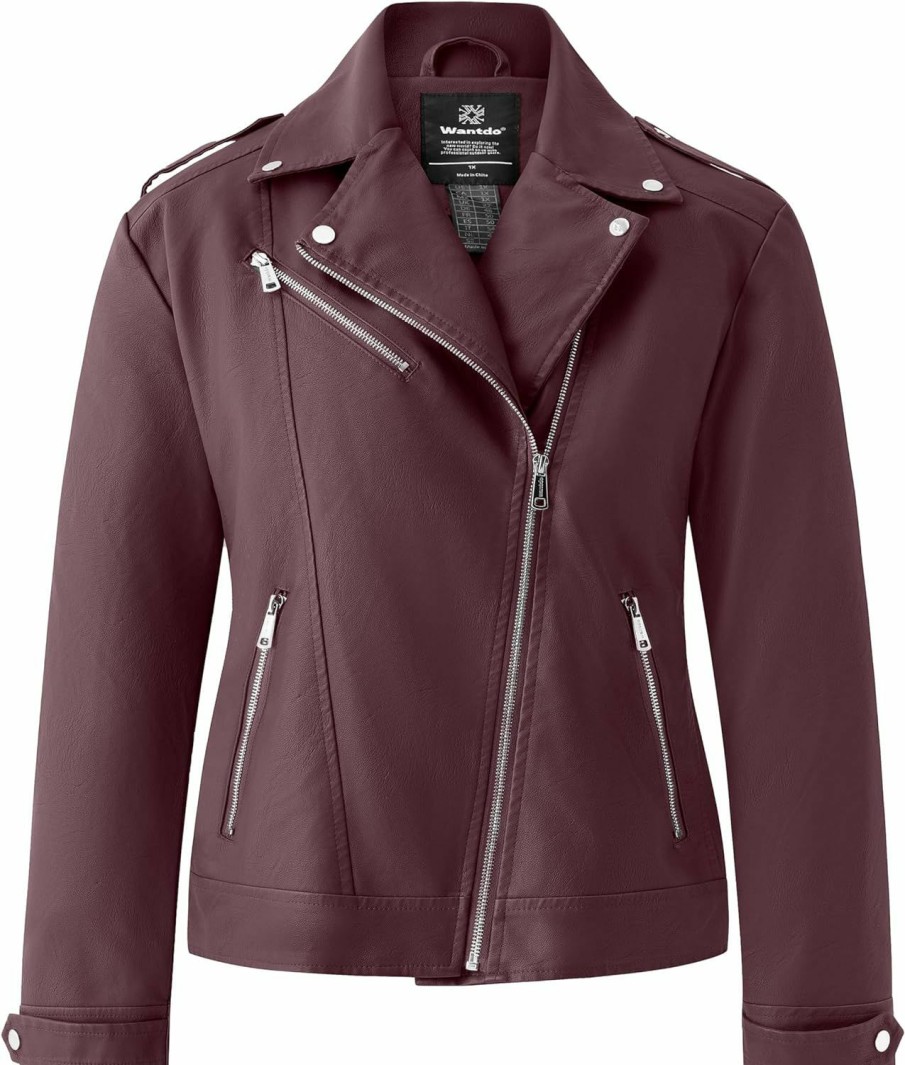 wantdo Wantdo Women'S Plus Size Faux Leather Jacket Lapel Collar Moto Biker Short Coat Jacket | Coats, Jackets & Vests