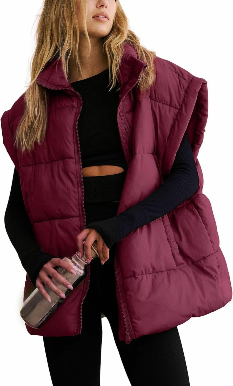 AMEBELLE Amebelle Women'S Oversized Puffer Vest Winter Quilted Lightweight Stand Collar Warm Padded Gilet Sleeveless Puffy Outerwear | Coats, Jackets & Vests