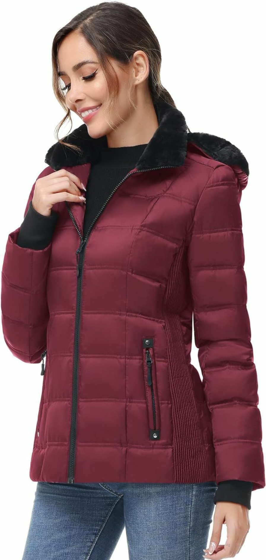 ANOTHER CHOICE Women Warm Winter Down Puffer Jacket-Hooded Winter Puffer Coat For Women With Faux Fur Lined Hood And Collar | Coats, Jackets & Vests